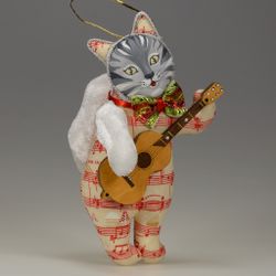 Ёлочная игрушка Кот-музыкант с гитарой