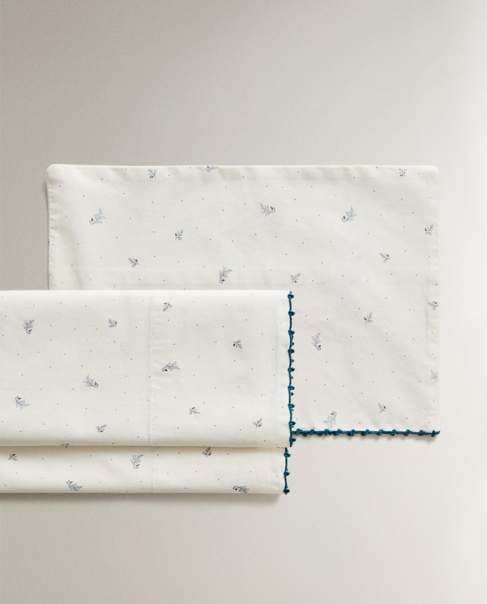 Комплект постельного белья Zara Home, 75х100 см, хлопок 100%, с растительным принтом, 1661/499