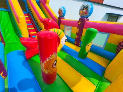 Коммерческий надувной батут с горкой «В гостях у моря 2», 8*4*5 м