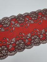 Кружево эластичное красное/коричневое КС125 (18 см)