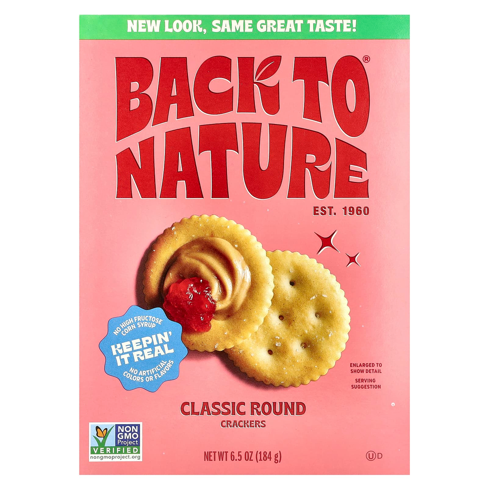 Back to Nature, Крекеры, классические круглые, 184 г (6,5 унции)