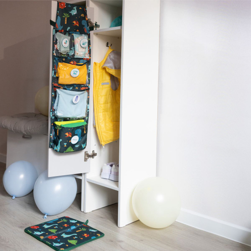 Набор для детского сада: кармашек, коврик, наклейки. Динозавры принт