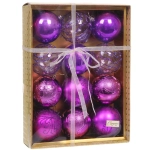 Новогодние шары «Волшебство ночи» 8 см (набор 12 шт), Фиолетовый