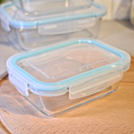 Набор контейнеров 3шт (370мл, 640мл, 1040мл) стеклянные, прямоугольные, с герметичными крышками, цве