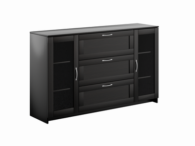 Тумба Сириус 2 двери со стеклом и 3 ящика 156х95 (венге)