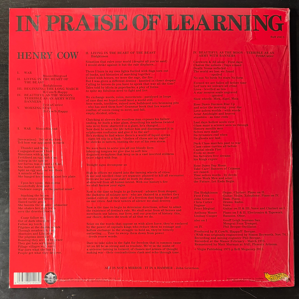 Henry Cow ‎– In Praise Of Learning (Англия 2011г.)