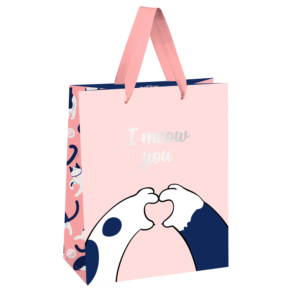 Пакет подарочный 18*23*10см MESHU "Paws", фольга, матовая ламинация