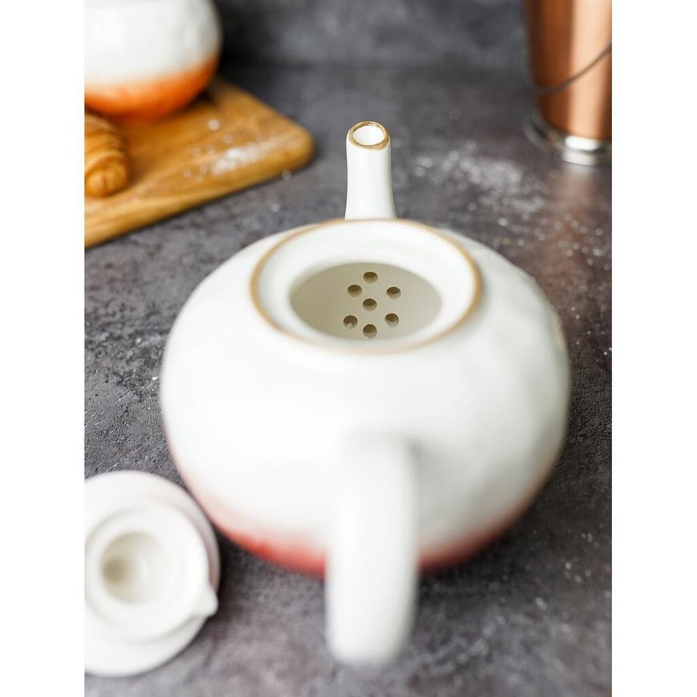 Чайник 600 мл h9 см красный фарфор "The   Eco" P.L. Proff Cuisine [1]