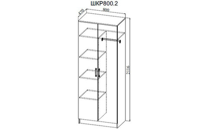 Шкаф АНКОР для одежды комби 800х2116х520 (ясень анкор светлый) (Ронда ШКР 800.2), Милана г. Уфа