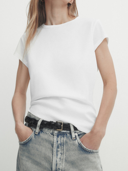 Massimo Dutti Хлопковая футболка, белый