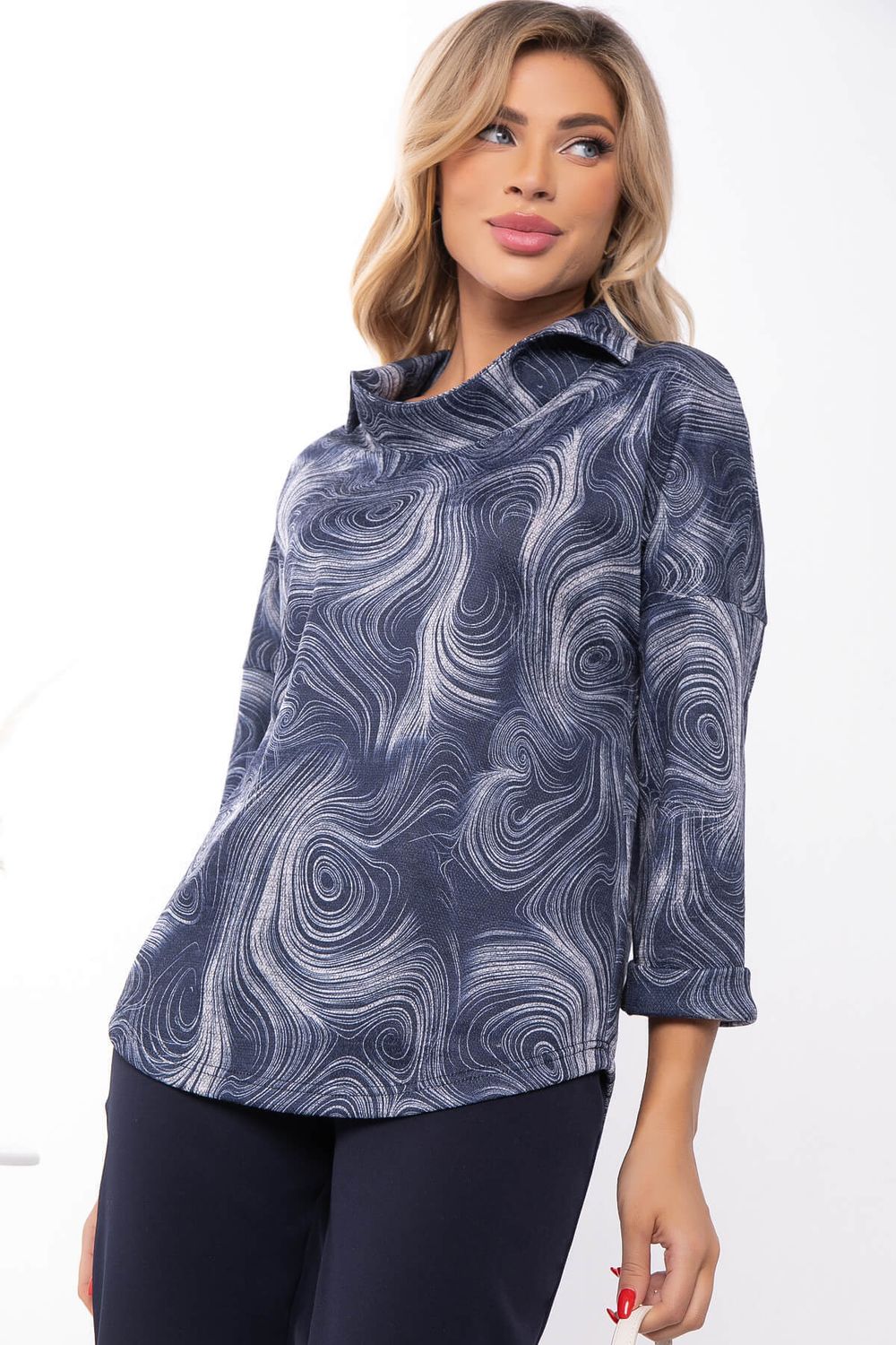 Блуза "Казимира" (синяя/абстракция) Б7471 LT Collection (Акция)