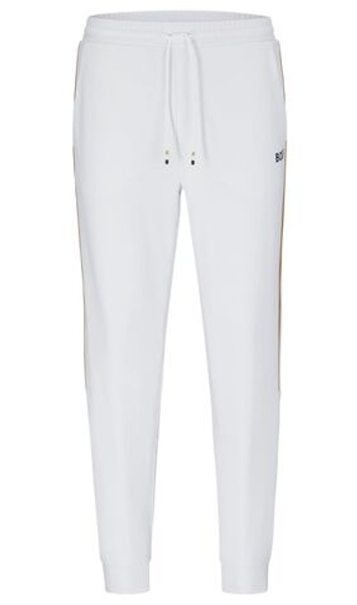 Мужские теннисные штаны BOSS x Matteo Berrettini Tracksuit Bottoms with Stripes and Logo - white