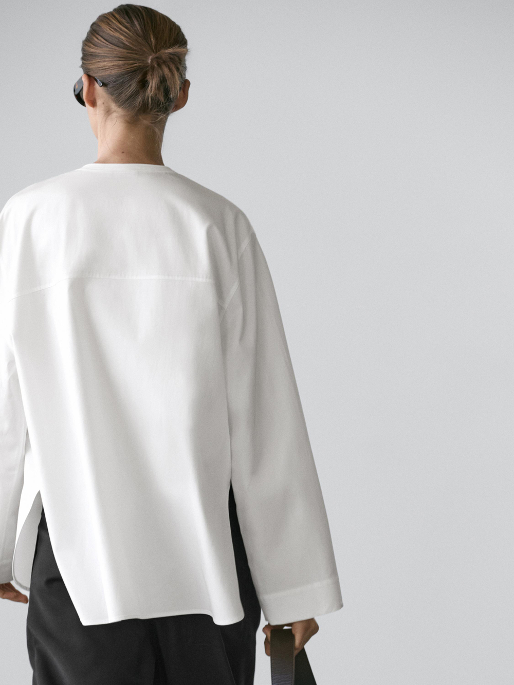 Massimo Dutti Рубашка из струящегося поплина, белый