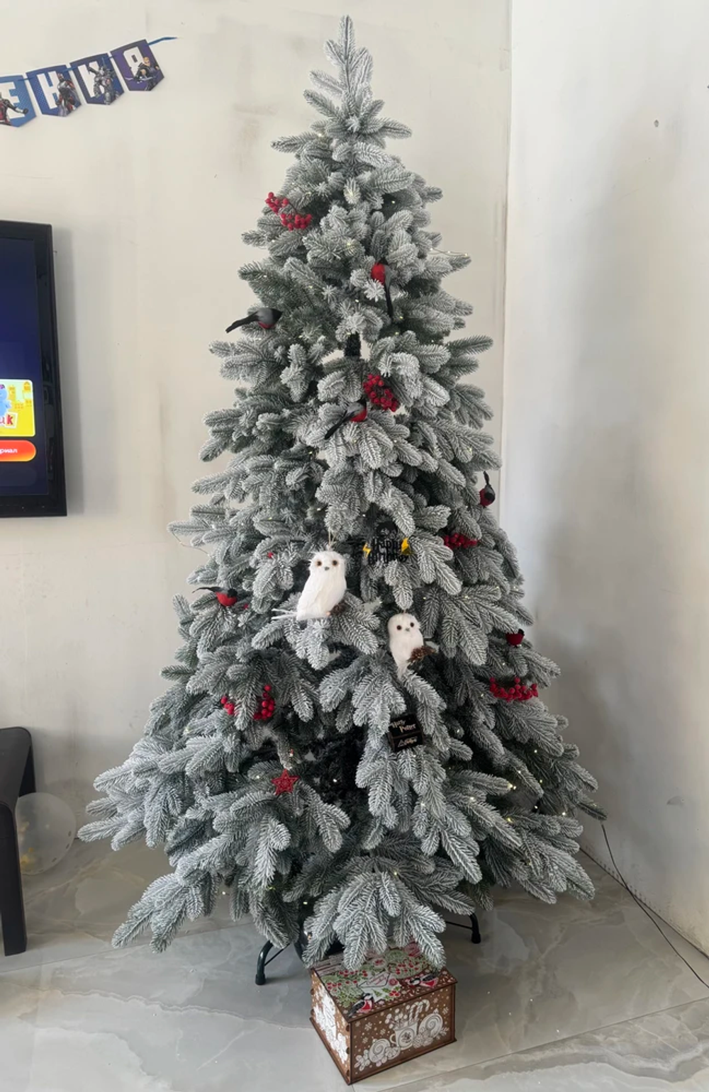 Ель Искусственная Царь елка Афродита флок 240 см