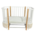 Детская кроватка ESENIA 2 с мягкой вставкой велюр (поперечный маятник, съемная стенка, колеса)