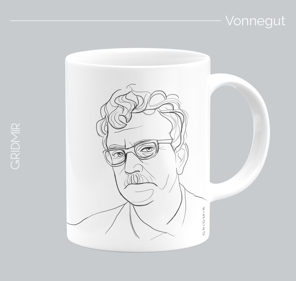 Кружка с принтом минимализм "Воннегут"