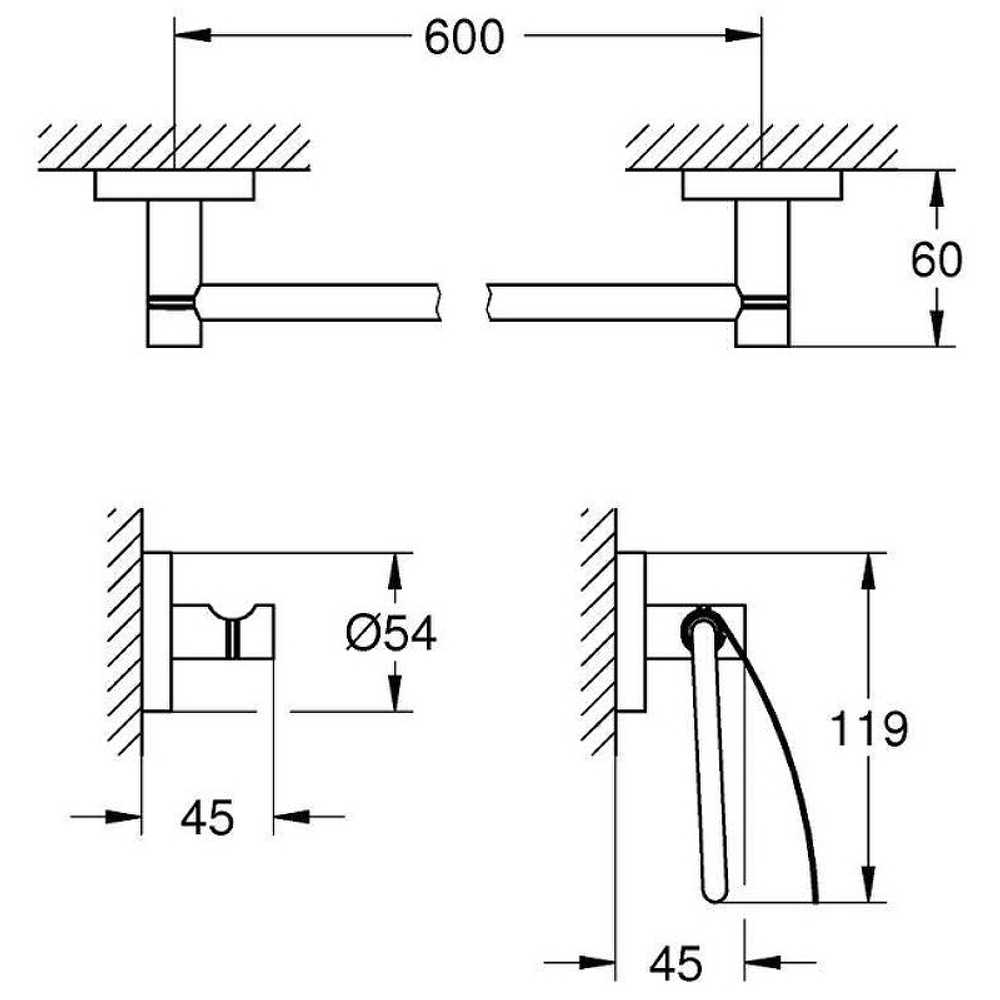 Набор аксессуаров для ванной Grohe Essentials 40775001 Хром