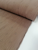 Муслин-шитье (2х-слойный), цвет- Шоколад (в цветочек), 0,65м