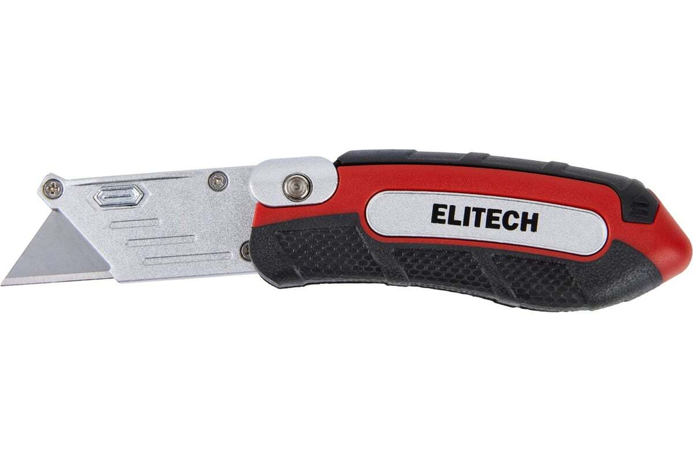 Нож строительный складной Elitech трапециевидное лезвие, 3 лезвия в комплекте, цинк и TPR покрытие, сталь SK5 410501 207183