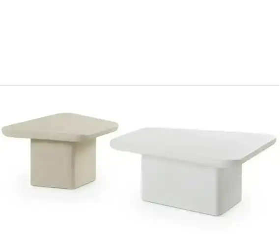 Набор журнальных столиков Beto, белый и бежевый микроцемент