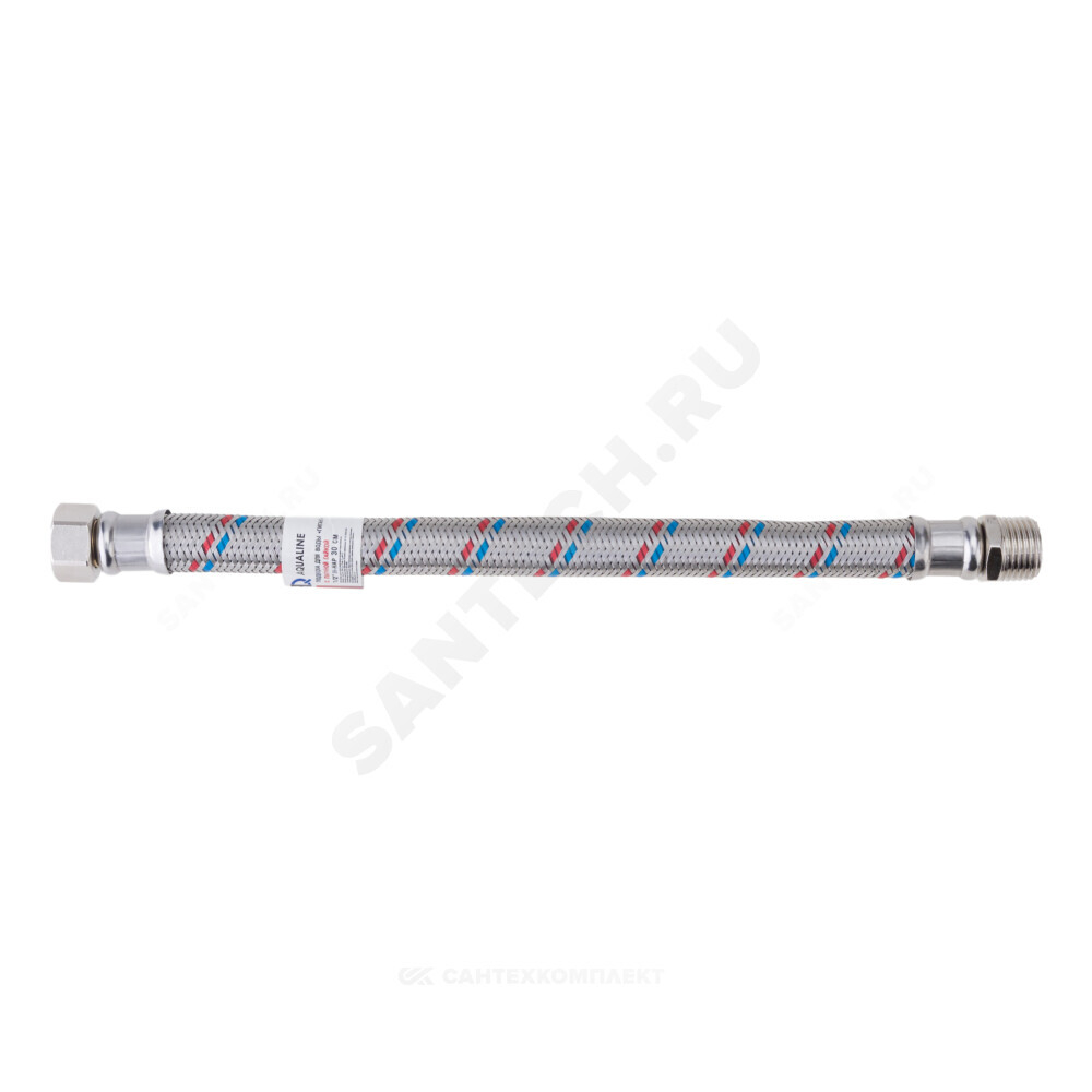 Подводка гибкая для воды нержавеющая оплетка ГИГАНТ 1/2" г-ш L=1м AQUALINE 04943