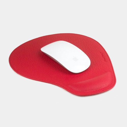 Коврик для мышки Souris из натуральной кожи теленка, красного цвета