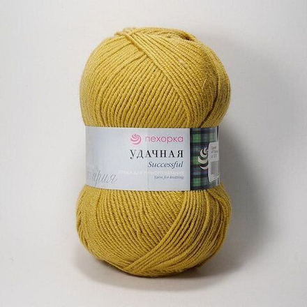 Пряжа Пехорка "Удачная" 50% шерсть, 50% акрил 5х100г/250м 447 Горчица
