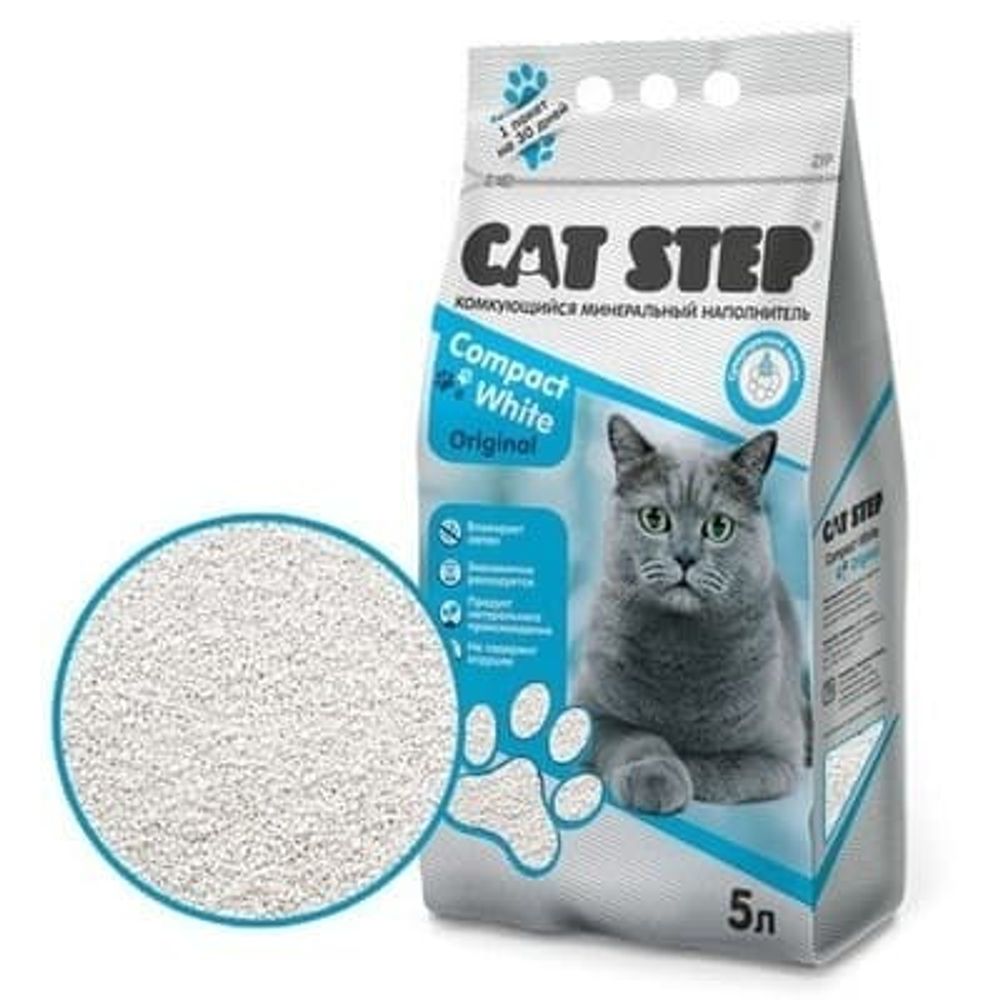 Cat Step 4,2кг (5л) комкующийся минеральный наполнитель Compact White Original