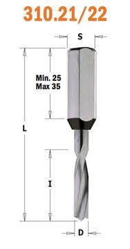 Сверло HWM (3x18x57.5 мм; Z 2+2; S 10x25 мм; RH) для присадочного станка CMT 310.030.21
