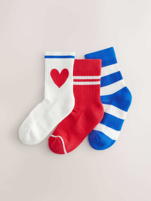 Носки хлопковые для девочки Next E88-930, 3 шт., Синий, Красный, Белый