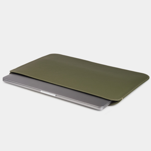 Чехол для MacBook 13-14-15' и документов из кожи теленка зеленого цвета