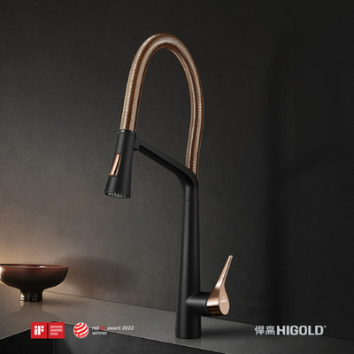 Кухонный смеситель, 540х210 мм, цвет PVD Rose Gold + electrophoresis Black