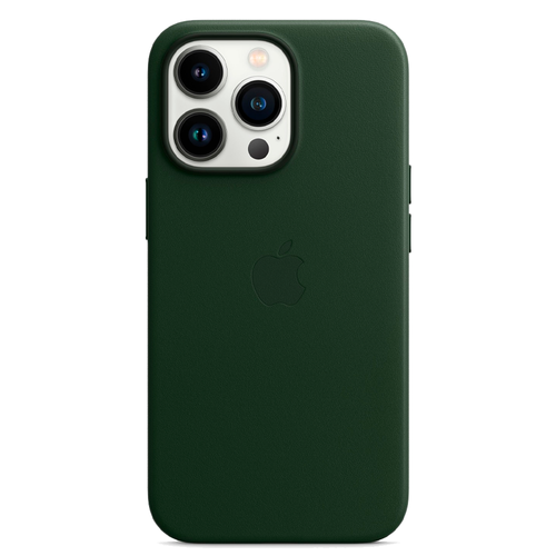Кожаный чехол с поддержкой MagSafe Apple Leather Case для iPhone 13 Pro, Sequoia Green (Зеленая секвойя)