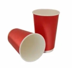 Бумажный стакан 2-х слойный 400мл. Красный, 500шт/кор. Лига пак