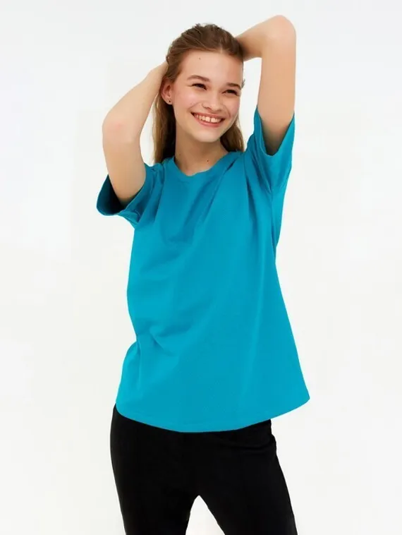 Футболка женская MINAKU: Basic line, цвет аквамарин, размер 50