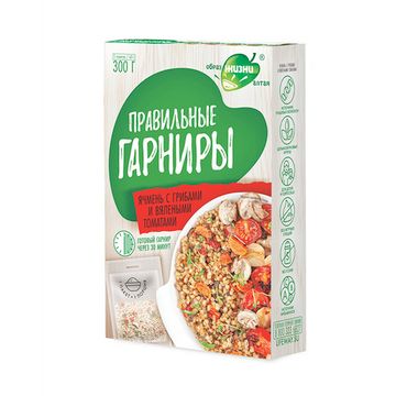 Правильные гарниры Ячмень с грибами и вялеными томатами 300 г