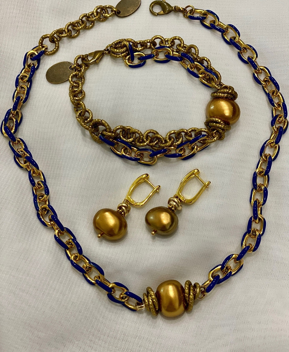 HMG 1332 Enamel chain 0,8cm blue чокер 1cm арт.1350
