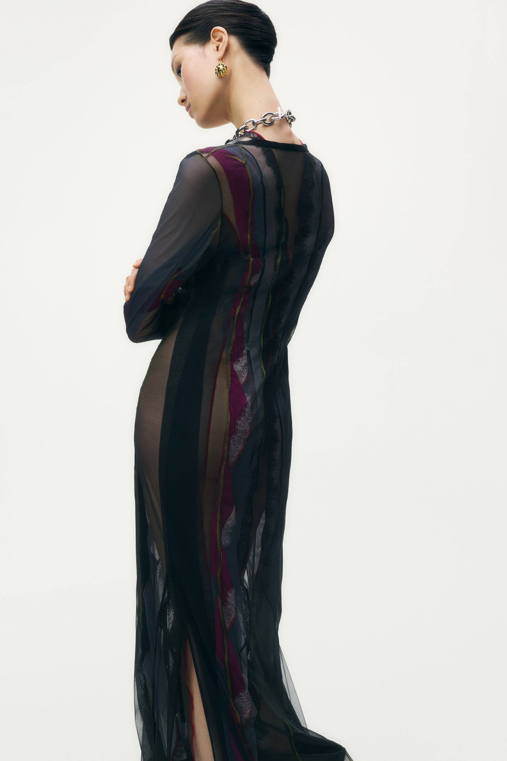 H&M - Glenn Martens Многослойное платье в сеточку, черный