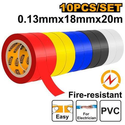 Набор изоленты ПВХ 10шт, 18мм, 20м INGCO HPET1013