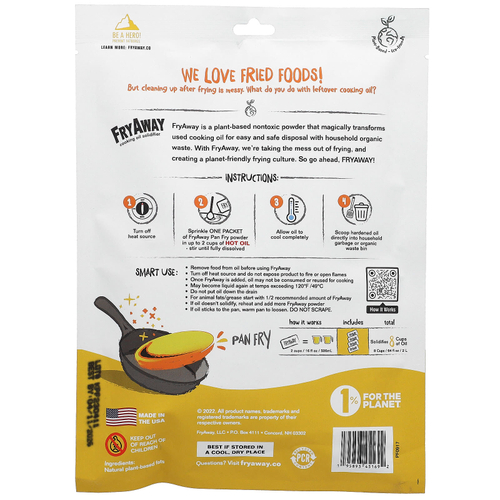 FryAway, Pan Fry, отвердитель растительного масла, 4 пакетика по 60 г (2,1 унции)
