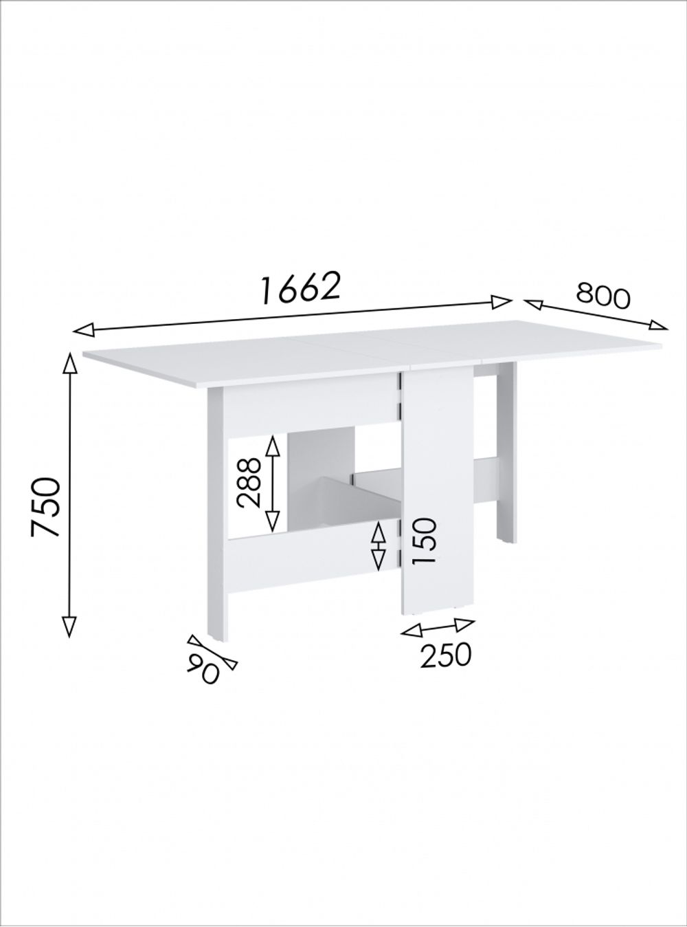 Стол-книжка (белый кроношпан древес.поры), МФ 1+1