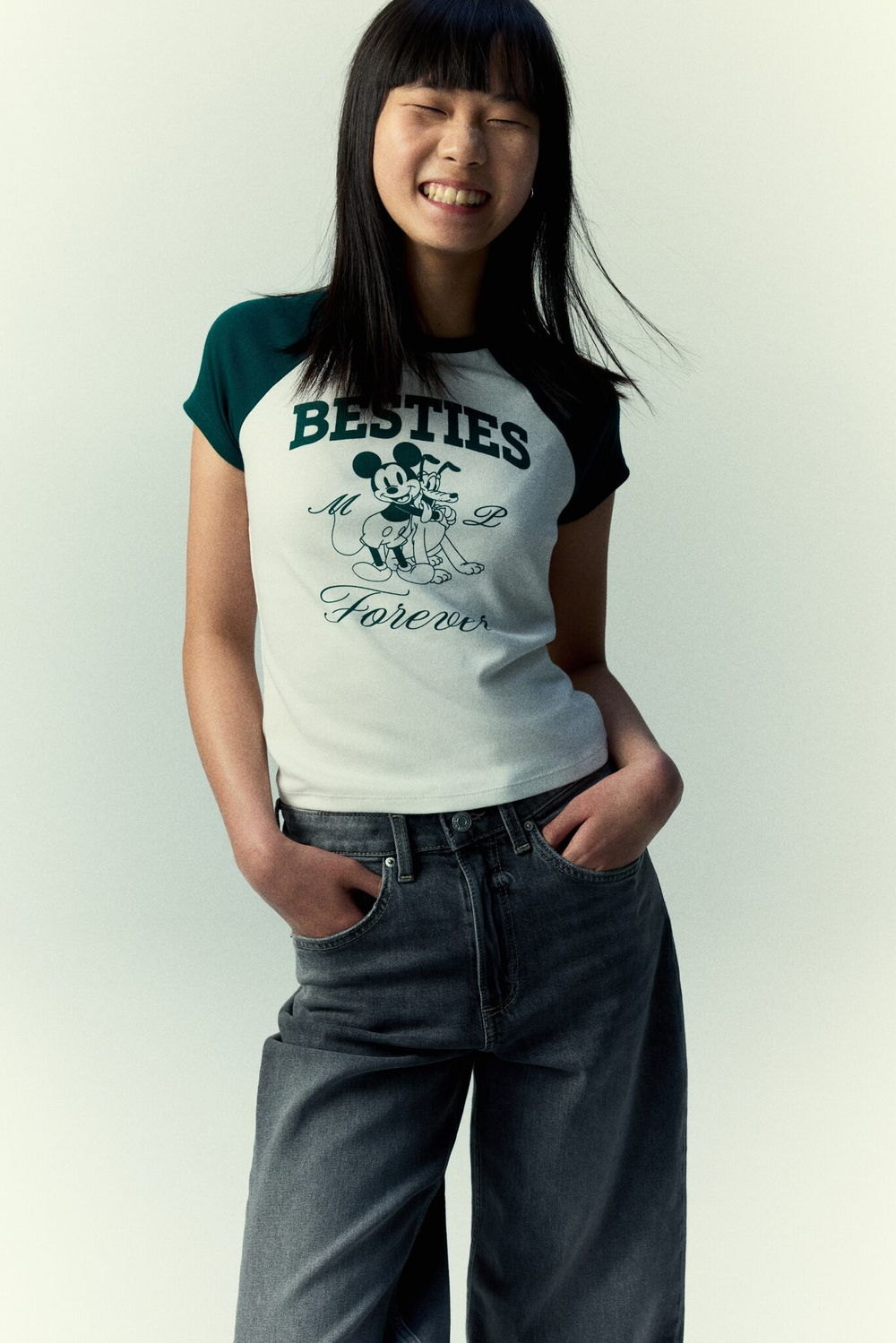 H&M Футболка с принтом, белый/зеленый