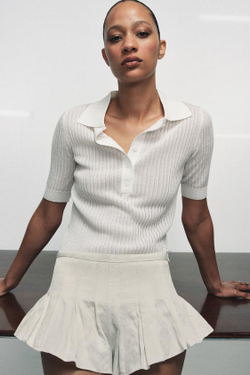 ZARA КОРОТКИЕ ШОРТЫ В СКЛАДКУ — ZW COLLECTION, ЖЕЛТОВАТО-БЕЛЫЙ