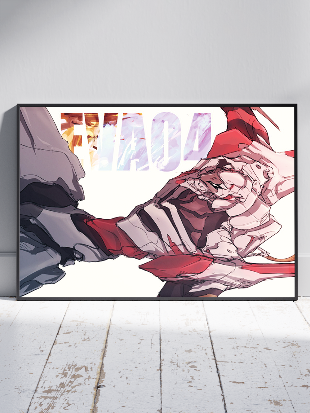 Постер плакат Ева 04 На Белом Фоне Evangelion Евангелион