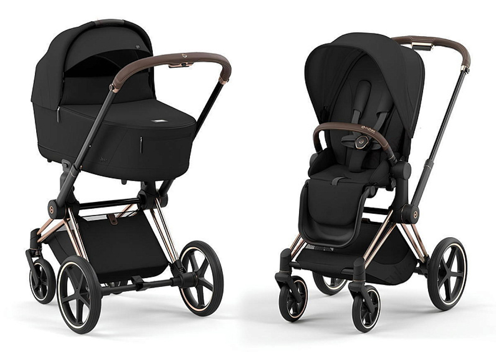 Коляска 3 в 1 Cybex Priam IV Rosegold complete и автокресло Cloud T i-Size Platinum White Plus Sepia Black