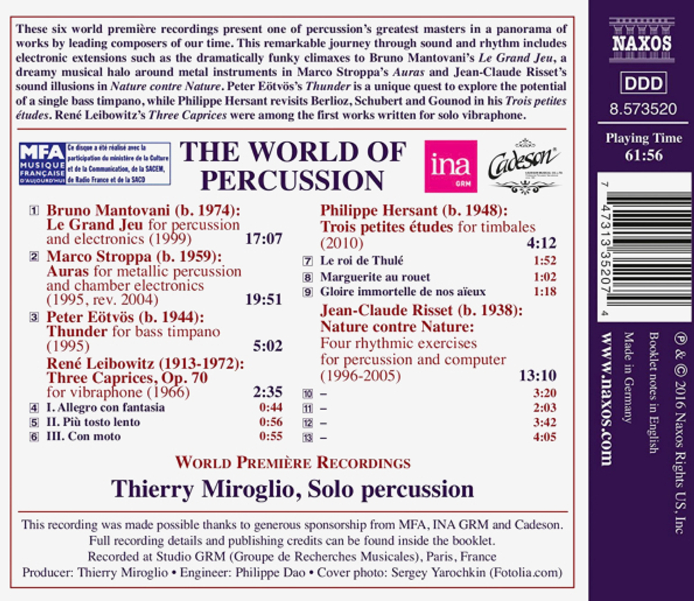Thierry Miroglio / World Of Percussion: Mantrovani, Stroppa, Eotvos, Leibowitz, Hersant, Risset (CD)