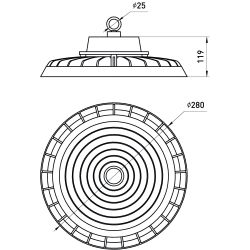 Светильник светодиодный подвесной ЭРА SPP-407-090-50K-200 200Вт 30000лм 5000K 80Ra Кп<5% КСС Г | Светильники для высоких пролетов (хайбеи)