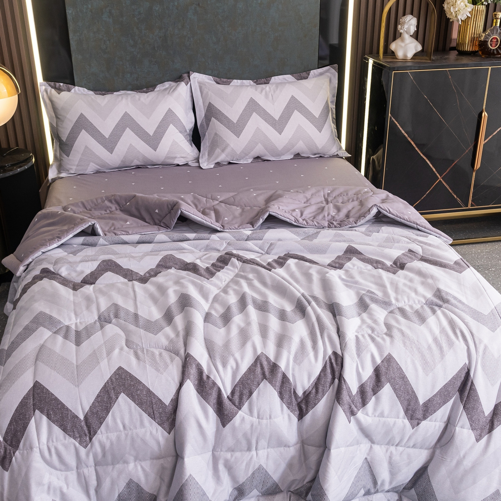 Комплект постельного белья Сатин с Одеялом 100% хлопок на резинке OBR141