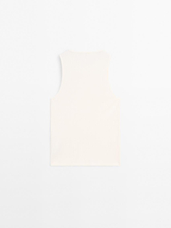 Massimo Dutti Топ в рубчик с горловиной халтер, натуральный, кремовый