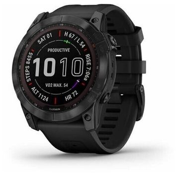 Умные часы Garmin Fenix 7X Sapphire Solar титановые угольно-серые DLC с силиконовым ремешком (010-02541-11)